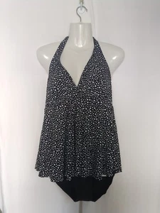 CATALINA Suddenly Slim Swimsuit Bathing Blue White Polka Dot  12/14  1 Piece  - Picture 1 of 6