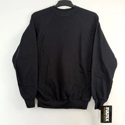 Sudadera De Colección Años 90 Tultex Negra Sólida Talla Mediana Nueva Con Etiquetas Foto 1 de 4