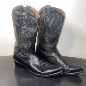 Bota de Vaquero Dan Post Bexar Punta Corta Cuero Negro Hombres Talla 10 D - Imagen 1 de 10