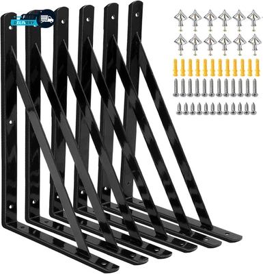 Heavy Duty Shelf Brackets 12 X 8 Inch, 6 Pack Wall  Brackets  Triangle - Image 1 of 4