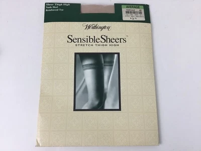 Worthington Thigh High Stockings Average Sheer Oatmeal Cream Vtg Made In USA - Image 1 of 4