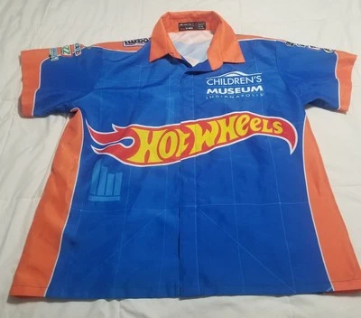 Mattel Hot Wheels Childrens Museum Indy Button/Snap Up Shirt Size Mens 2XL. - Image 1 of 4