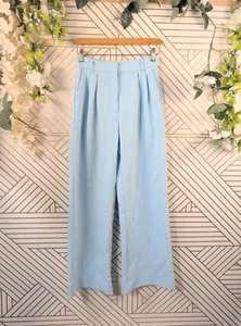 Pantaloni sartoriali Abercrombie Fitch Sloane vita alta gamba larga blu chiaro taglia 26/2 - Foto 1 di 5