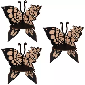 Set of 3 Butterfly Ledge Kitchen Storage Decor Lotus - Picture 1 of 12