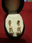 Gold toned Pearl Drop Earrings with CZ detail