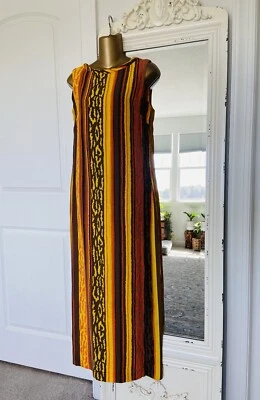 Vintage 60s MCM Dress Hostess Sheath Maxi Tiki Cocktail Sundress SM - Image 1 of 4