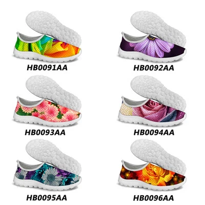 Mujeres Zapatos de Malla Floral Transpirables Informales Tenis Inteligentes Correr Zapatos Deportivos Foto 1 de 4