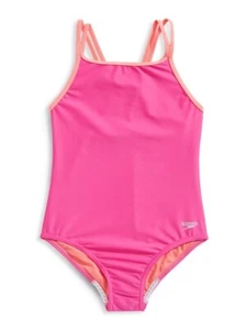 Speedo Kids Crossback One-Piece Swimsuit Pink Girl's Swimsuits Size 12 1201 - Picture 1 of 1
