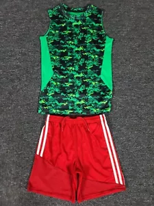 Boys Outfit Medium Adidas Shorts & Champion Sleeveless Shirt Gym Basketball Set - Picture 1 of 11