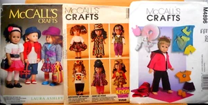 3 New Doll Clothes Patterns 18" McCalls MP328-M4896-13" Kenya Dolls McCalls 646 - Picture 1 of 4