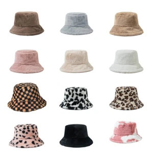Chapeau seau flou en fausse fourrure d'hiver chapeau chaud en fourrure moelleuse casquette de pêcheur pour femmes - Photo 1/29