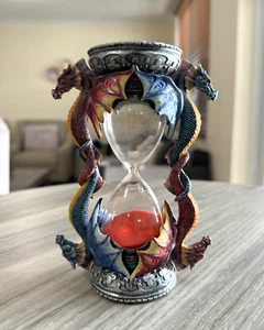 2006 Myths & Legends Hand-Painted Sand Hourglass w/ Red Sand, 6" Tall - Picture 1 of 5