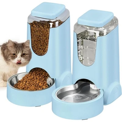 Alimentador Automático para Gatos Perros y Dispensador de Agua Gravedad Gran Capacidad Suministro para Mascotas Nuevo Foto 1 de 4