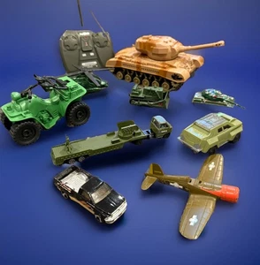 Military Vehicle Lot Of 9. Metal, Plastic. Tanks, Trucks, Plane, Helicopters - Picture 1 of 10
