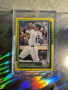 2025p Donruss Jace Jung Yellow Flood - Rated Rookie #52 - Detroit Tigers - Picture 1 of 2