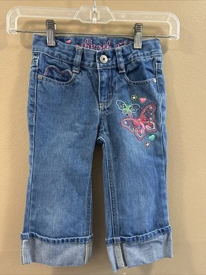 5 Corazones Vintage OshKosh Jean Capri Rosa Bordado Flores Mariposas, B’Gosh Foto 1 de 4