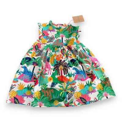 Vestido Mini Boden Jungle Manga Volantes 18-24 Meses Nuevo con Etiquetas Foto 1 de 3