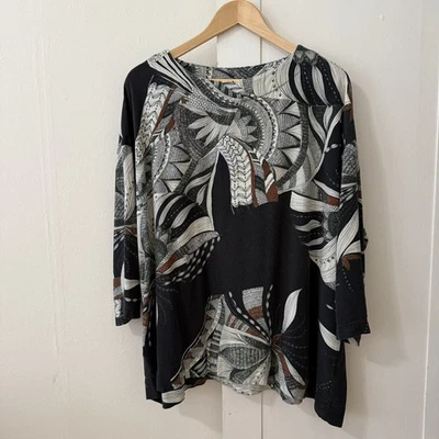 Túnica Bryn Walker feminina oversized tamanho M abstrata arte artística para usar feita nos EUA - Imagem 1 de 4