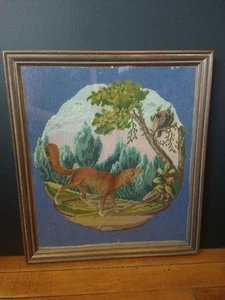 Antike Nadelspitze Aesop's Fable, Fox And Crow Sampler Kind 1880er 5th Ave NY - Bild 1 von 12