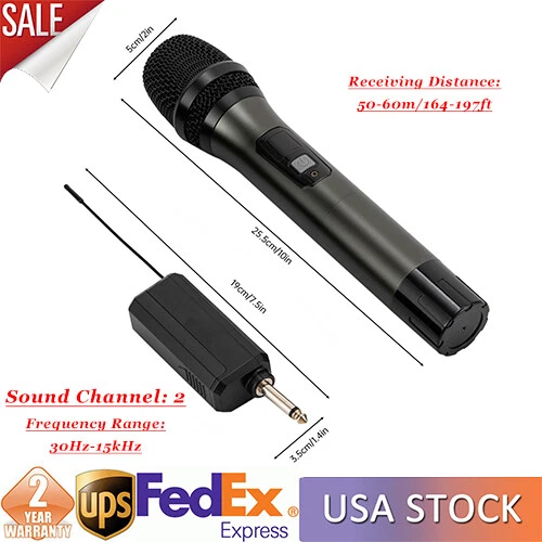 NEU 2-Kanal UHF kabelloses Mikrofon Handmikrofonsystem Dual-Antenne grau USA - Bild 1 von 4