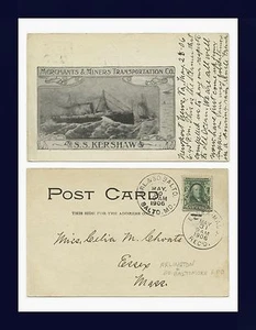 MARYLAND MERCHANTS & MINERS TRANSPORTATION CO. S.S. KERSHAW TO MISS CHOATE 1906 - Picture 1 of 1