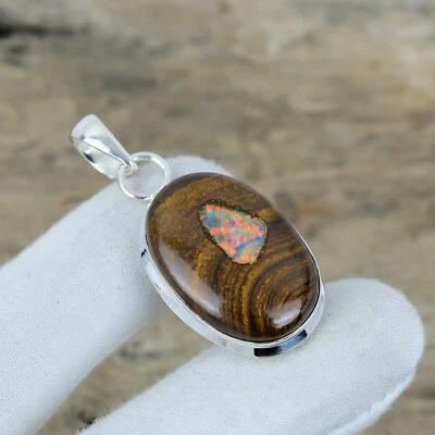 Colgante de piedras preciosas de ópalo de roca más raro joyería de plata de ley 925 para regalos Foto 1 de 4