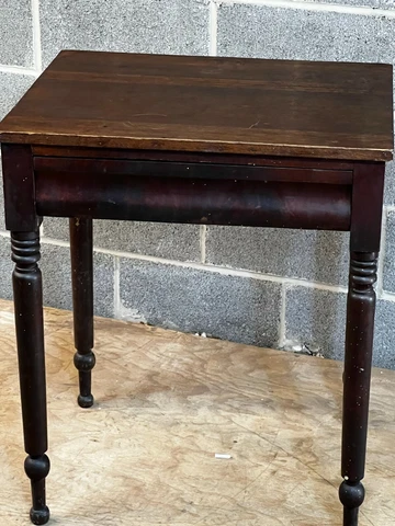 walnut & mahogany 1 drawer work sewing table antique dovetailed turned legs 1800 Cover