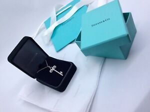 Authentic Tiffany & Co Necklace Diamond Key Pendant  Chain 750 White gold T&Co.
