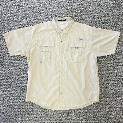 Рубашка на пуговицах Columbia Bahama PFG размер XL S/S для рыбалки вентилируемая желтовато-коричневая мужская - Изображение 1 из 4