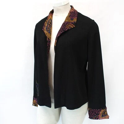 Mirasol travelers black open front acetate viscose stretch open top blouse XL - Image 1 of 4