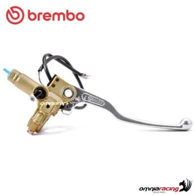 Pompa freno assiale Brembo ant PS16mm corpo oro e leva fissa argento e switch - Immagine 1 di 4
