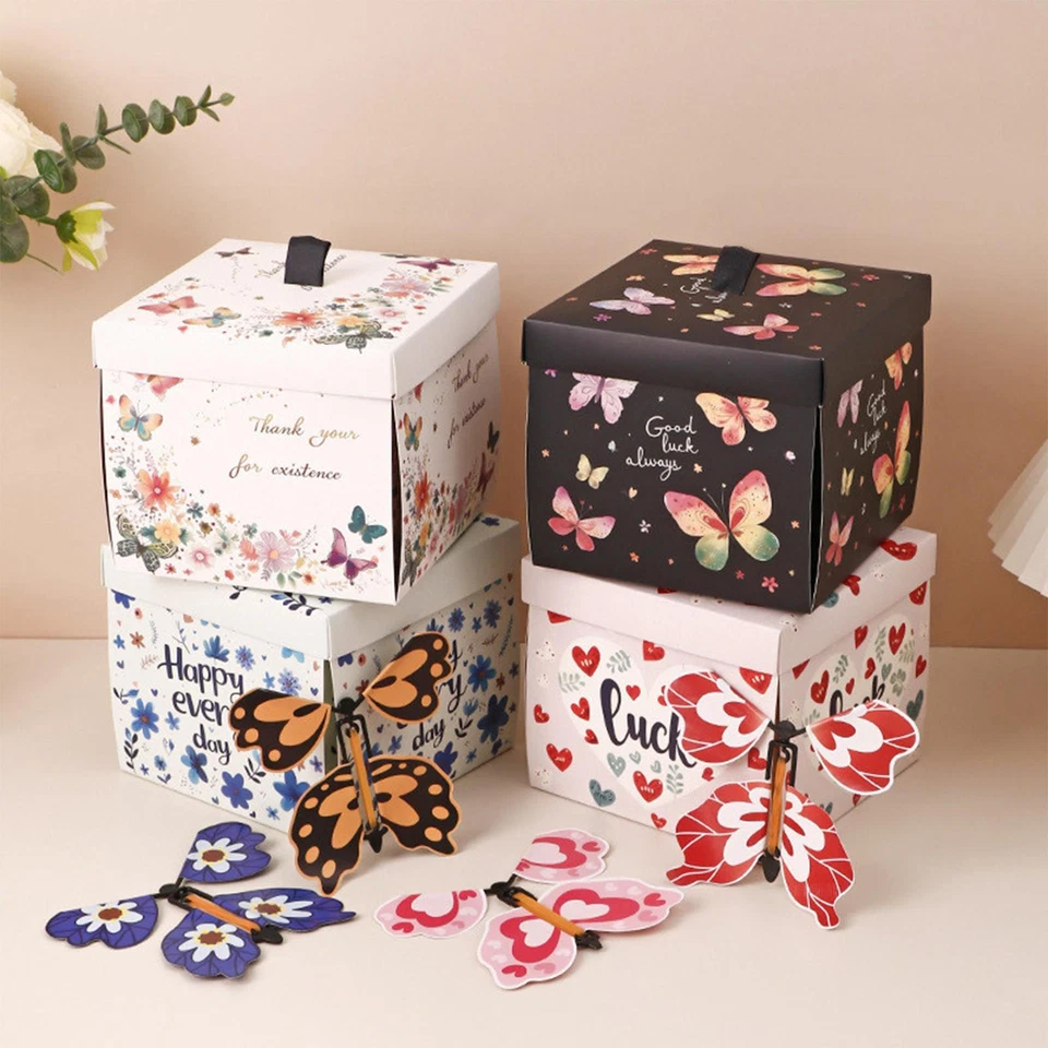 Flying Butterfly Box Exploding Butterfly Birthday Box Surprise Party Present Box - Image 1 of 4