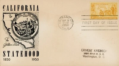 美国 997 FDC 加州州保真 — 第 1/2 张图片