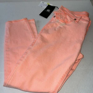 Rock & Republic Jean Hamburg Neon Orange Distressed Ankle Skinny Jeans Size 8 - Picture 1 of 9