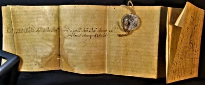 POPE BENEDICT XIV BULL WITH LEAD SEAL Signed by Cardinal Francesco Carafa 1750  - Image 1 of 4