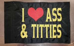 10"X15" A*S AND TITTIES Black Safety flag UTV ATV JEEP BOAT bicycle Kayak - Picture 1 of 2