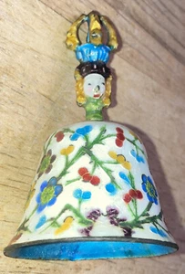 Early Chinese Champleve Enamel Cloisonné Bell Figural Handle 3 3/8 Inch As Is - Picture 1 of 4