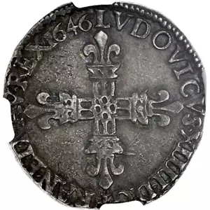 1646K Silver 1/4 Écu NGC MS62 Louis XIV France Bordeaux - Picture 1 of 3