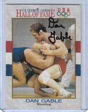 1991 OLYMPIC HALL OF FAME DAN GABLE AUTOGRAPH CARD #32 ~ USA WRESTLING LEGEND