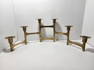 Candelabro portacandele pieghevole articolato in ottone massiccio 6 coni - Foto 1 di 19