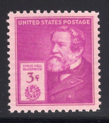 US STAMP #891 — 3c McCORMICK  -- VF/XF  -- MINT  --   GRADED 85 - Image 1 of 3