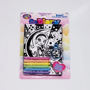Lisa Frank Peek Proof Diary With Lock+Markers &Sticker Sheet Brand New Old Stock - Picture 1 of 3