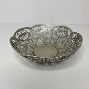 Antique Russian Gilded Filigree Floral Bowl 810mmet — Beautiful And Rare B-2-37 - Picture 1 of 10