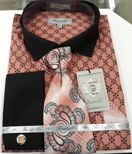 Fancy Dress Shirt With Tie, Handkerchief, And Cuff link - Picture 1 of 1