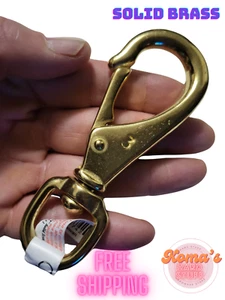Solid Brass Boat Snap Hook 4 9/16" length 3/4" Swivel Eye Spring lock. 150 SWL - Picture 1 of 6