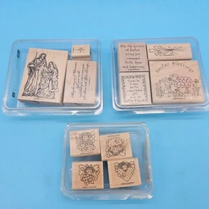 Lot of THREE SETS of Stampin Up Stamps Angel Faces Faith and Hope Holy Family - Picture 1 of 8