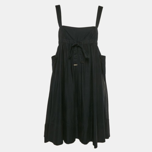 Abito corto svasato senza maniche in cotone nero Burberry London M