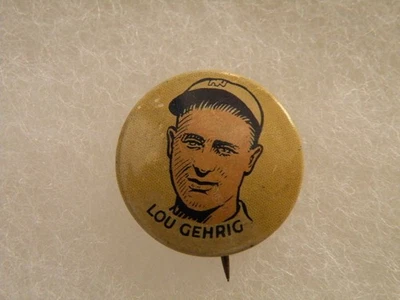 LOU  GEHRIG 1930 CRACKER JACK BASEBALL PIN  NY YANKEES - Image 1 of 4