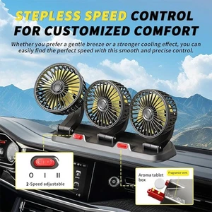 Ventilatore 12V 360° Auto Ventilatore Auto Ventilatore Girevole Camper 3 Teste - Foto 1 di 11