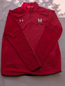 Men's Under Armour Red Maryland Terrapins Terps 1/4 Zip Pullover Large L - Picture 1 of 7